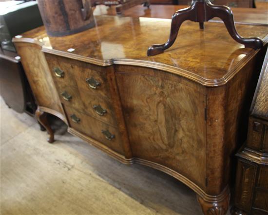 1930s walnut sideboard, on shell carved cabriole legs